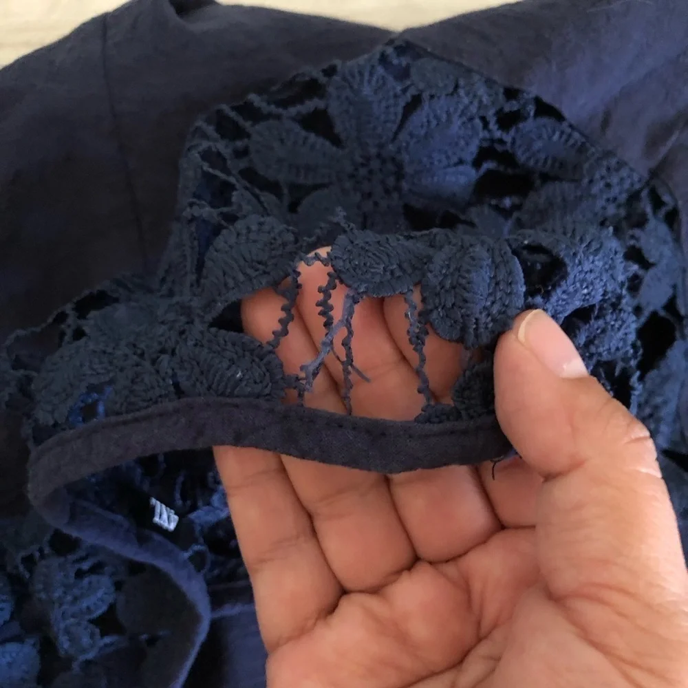 unbranded dark blue flower lace a-line dress labeled 4X see measurements